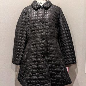 BNWT Kate Spade black quilted bow A-line/skirted coat